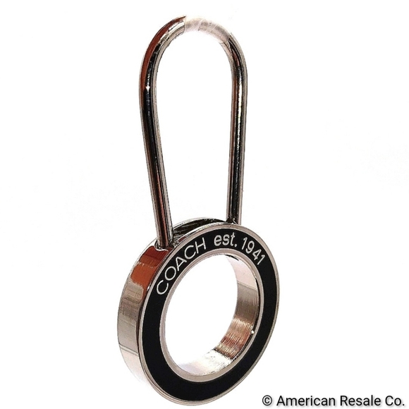 JUST IN! COACH Vintage Black Enamel Pinch Lock Locket Keychain FOB purse charm - Picture 1 of 7